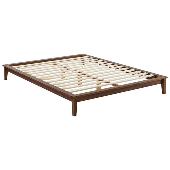 Pemberley Row Solid Wood Cappuccino Platform Bed Rectangular 66.5"W x 86.5"D Unassembled