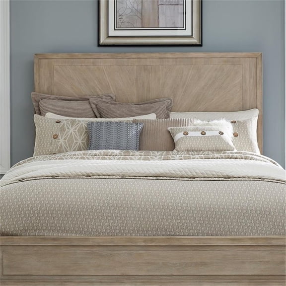 Pemberly Row Queen Panel Headboard with Sunburst Veneer Pattern
