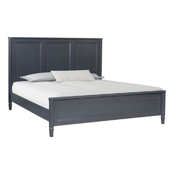Pemberly Row Queen Size Bed Classic French Design Malta Blue Solid Wood