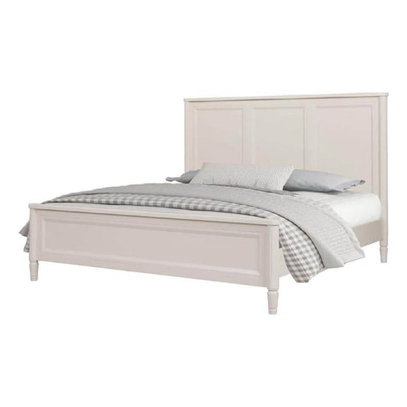 Pemberly Row Queen Size Bed Classic French Design White Solid Wood Frame