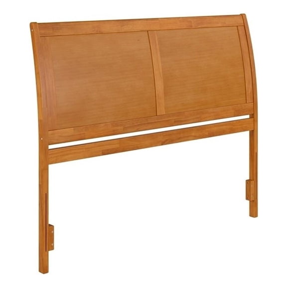 Pemberly Row Contemporary Queen Sleigh Wood Headboard in Light Toffee