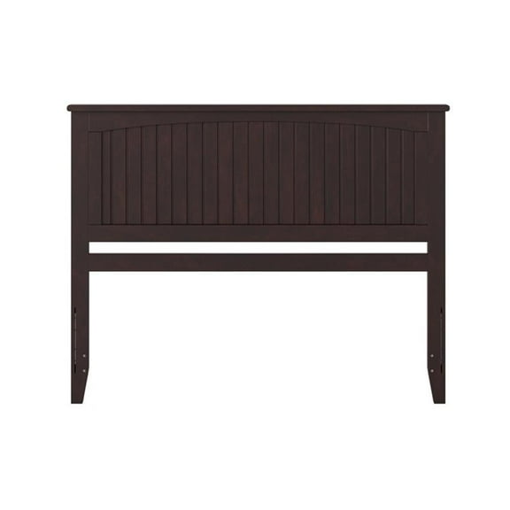 Pemberly Row Queen Solid Wood Panel Headboard with Device Charger in Espresso