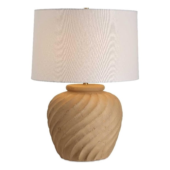 Pemberly Row Reactive Glazed Table Lamp with Linen Shade in Terracotta