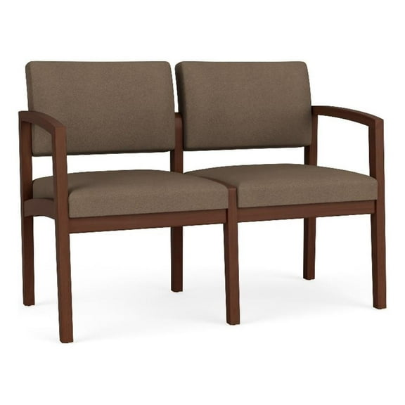 Pemberly Row Reception Waiting 2-Seat Tandem Seating/Walnut Wood/Brown