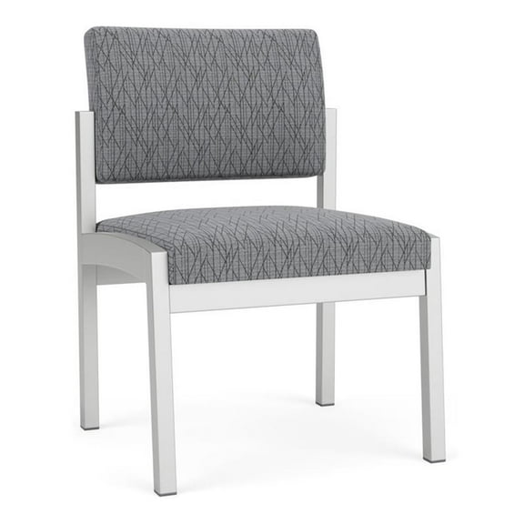 Pemberly Row Reception Waiting Armless Guest Chair-Silver Steel-Gray