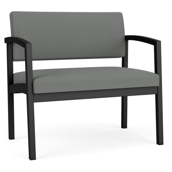 Pemberly Row Reception Waiting Bariatric Chair - Black Steel / Light Gray