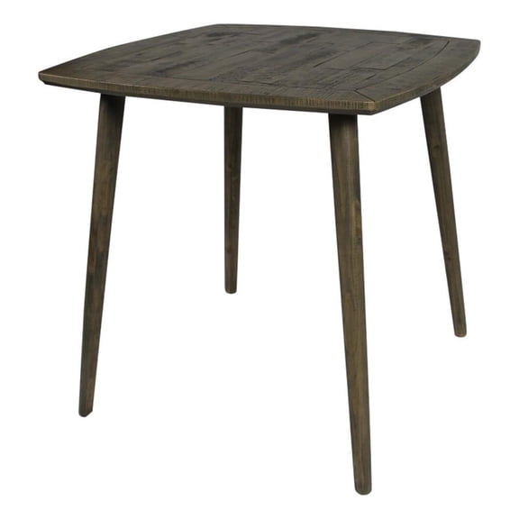 Pemberly Row Reclaimed Wood Square Counter Table with Slender Legs in Brown