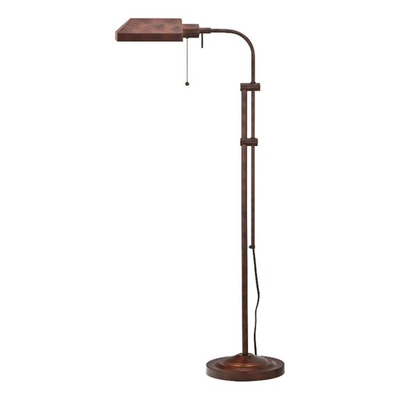 Pemberly Row Rectangular 100W Floor Lamp with Adjustable Pole in Bronze