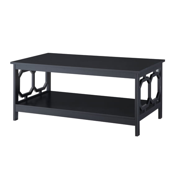 Pemberly Row Rectangular Coffee Table in Black Wood Finish