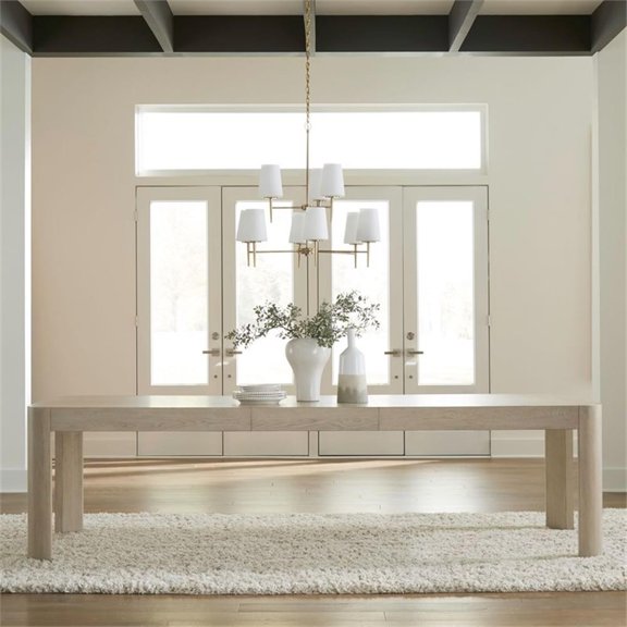 Pemberly Row Rectangular Dining Table with 24-Inch Leaf in Cloud White