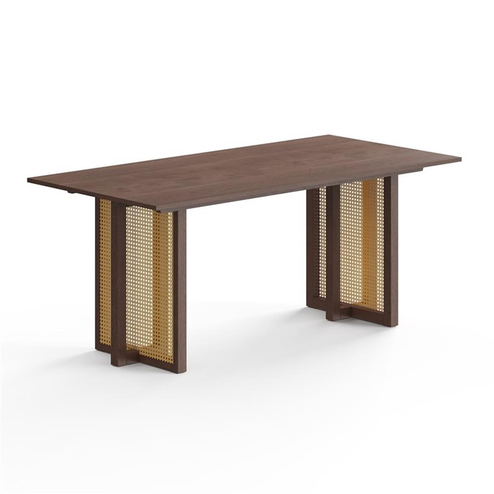 Pemberly Row Rectangular Dining Table with Cane Base in Walnut ...