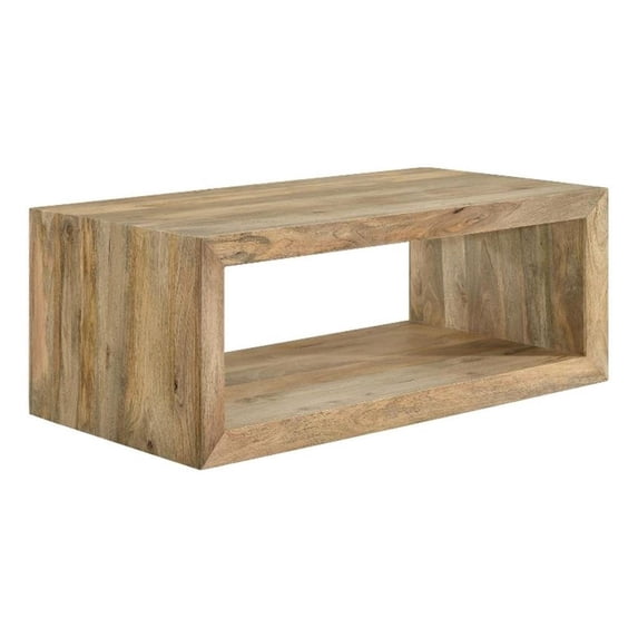 Rectangular Table Only With Rows Pemberly Row Rectangular Farmhouse Solid Wood Coffee Table in Natural ...