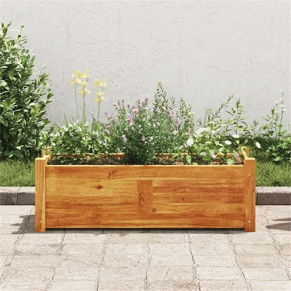 Pemberly Row Rectangular Large Acacia Wood Raised Bed in Warm Rustic