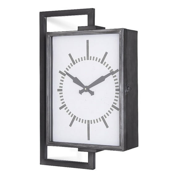Pemberly Row Rectangular Large industrial Wall Clock in Black