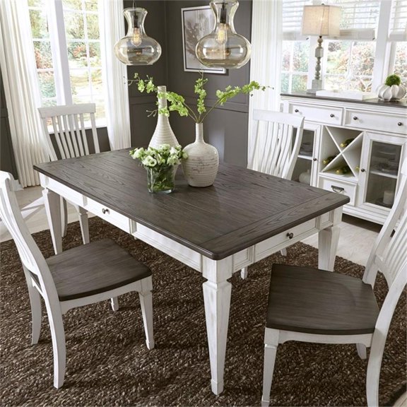 Pemberly Row Rectangular Leg Table with Storage Drawers in White