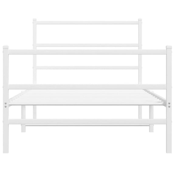 Pemberly Row Rectangular Modern Steel Twin Bed Frame Bed Frame in White