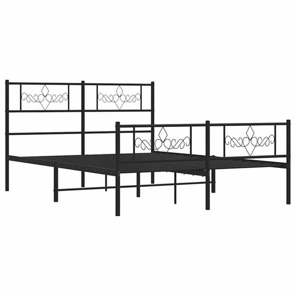 Pemberly Row Rectangular Powder-Coated Steel Full Bed Frame in Black