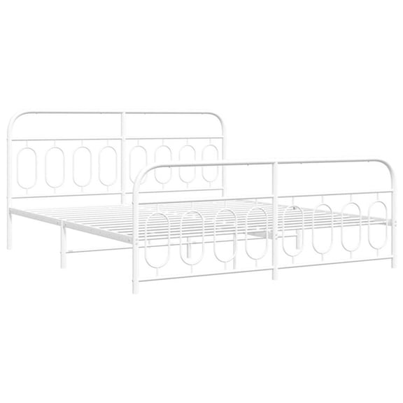 Pemberly Row Rectangular Powder-Coated Steel Full Bed Frame in White