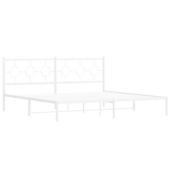 Pemberly Row Rectangular Powder-Coated Steel Full Bed Frame in White