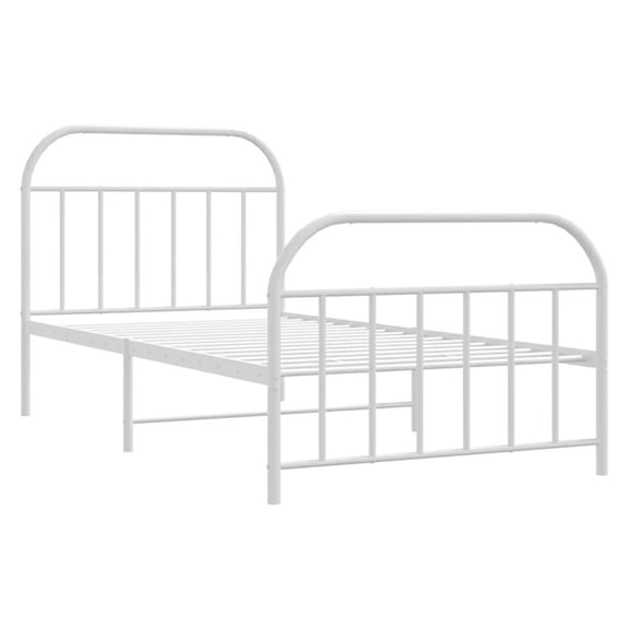 Pemberly Row Rectangular Powder-Coated Steel Single Bed Frame in White