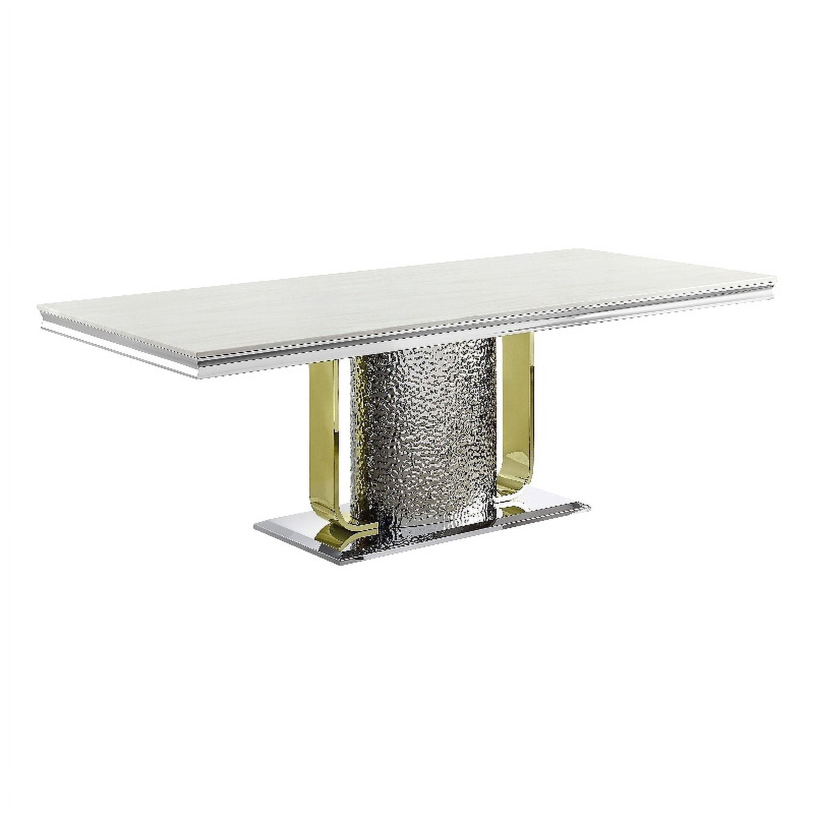Rectangular Table In Rows Pemberly Row Rectangular Stainless Steel Dining Table in Silver/Gold ...