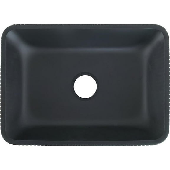 Pemberly Row Rectangular Tempered Glass Vessel Bathroom Sink in Black