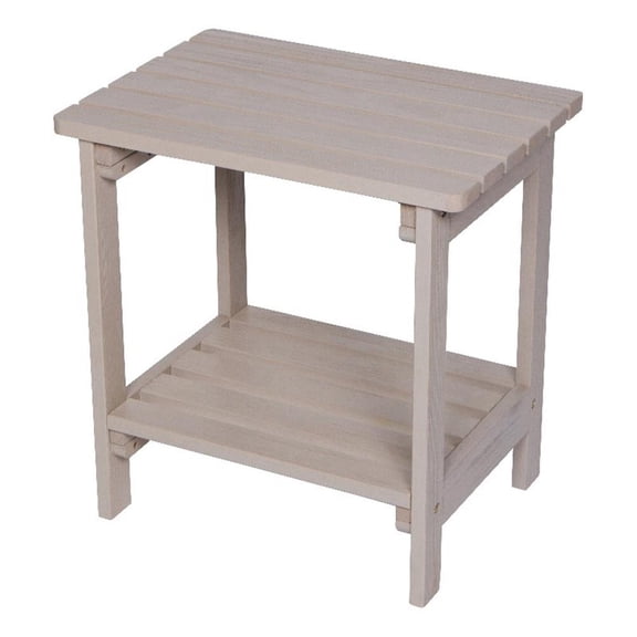 Pemberly Row Rectangular Traditional Wooden Indoor/Outdoor Side Table in Gray