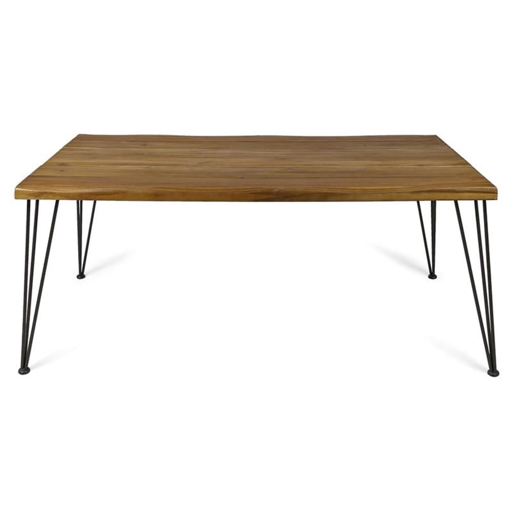 Pemberly Row Rectangular Wood Indoor Dining Table with Hairpin Legs in ...