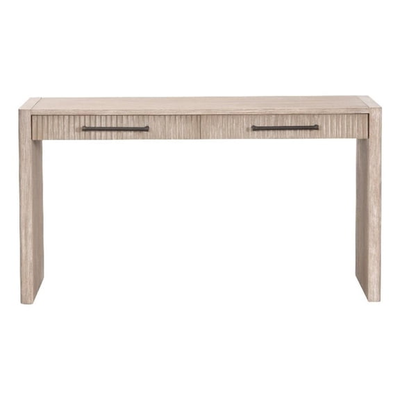 Pemberly Row Reeded 2-Drawer Console Table 55" x 30.25" in Natural Gray