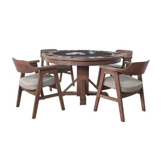 Pemberly Row Reversible Dining and Poker Game Table Set with Chairs