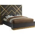 thumbnail image 1 of Pemberly Row Rich Velvet King Bed in Gray with Gold Metal Design and Base, 1 of 6
