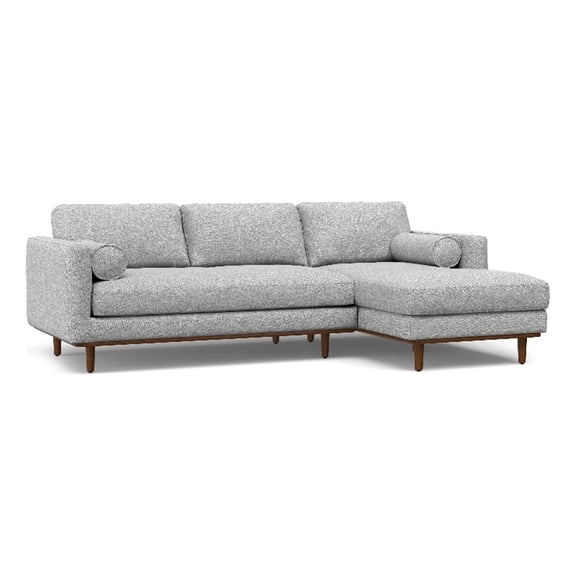 Pemberly Row Right Sectional 102" Sofa in Mist Gray Woven-Blend Fabric