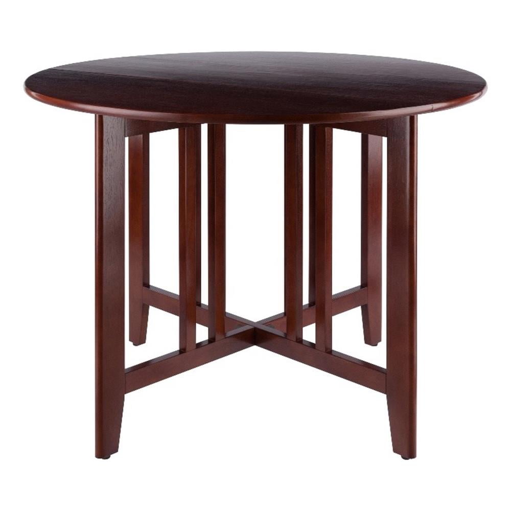 Pemberly Row Round Double Drop Leaf Solid Wood Dining Table in Antique ...