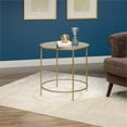 Pemberly Row Round End Table in Satin Gold