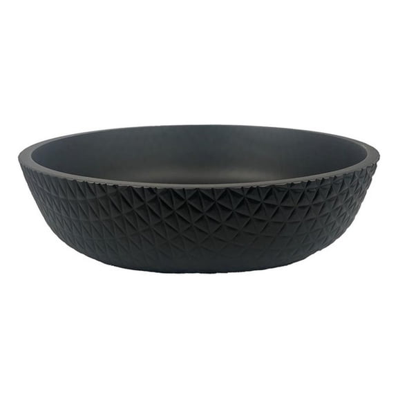 Pemberly Row Round Glass Crystal Vessel Bathroom Sink in Black