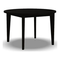 Pemberly Row Round Mid-Century Wood Dining Table in Black Finish