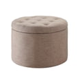 thumbnail image 1 of Pemberly Row Round Ottoman in Tan, 1 of 5