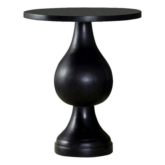 Pemberly Row Round Pedestal Wood Accent Table in Black Stain