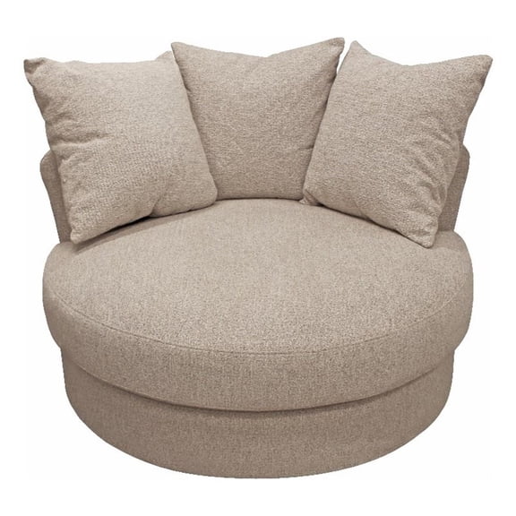 Pemberly Row Round Swivel Loveseat with 3 Pillows (20" x 20") - Sand Beige Linen