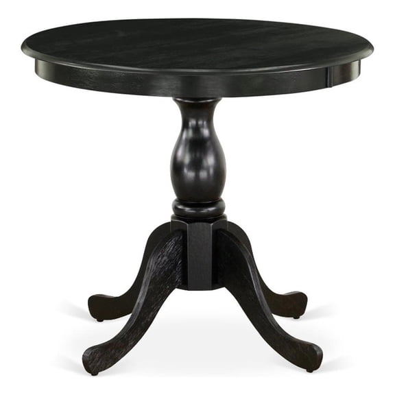Pemberly Row Round Table in Cherry Table Top and Black Pedestal Leg