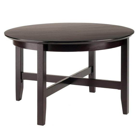 Pemberly Row Round Transitional Solid Wood Coffee Table in Espresso