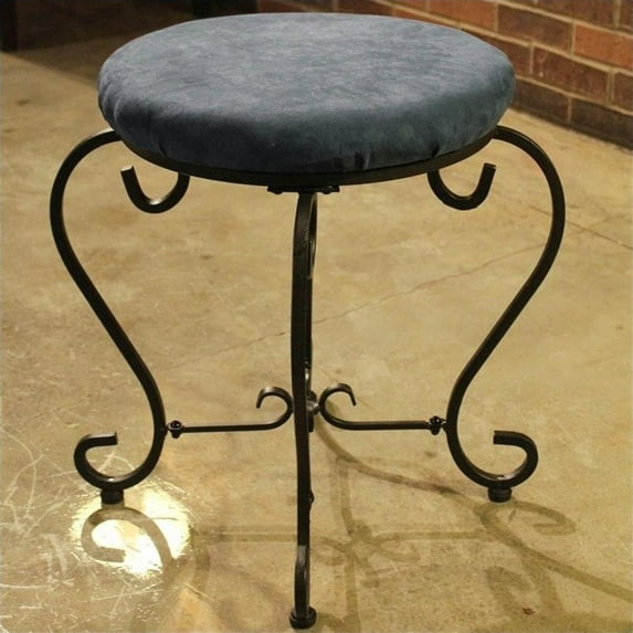 Pemberly Row Round Vanity Stool in Indigo