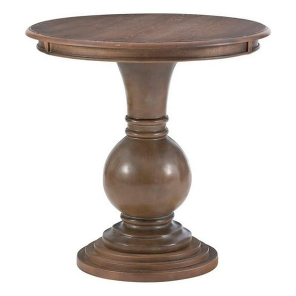 Pemberly Row Round Wood Accent Table Pedestal Base 26.5" High in Rustic Natural
