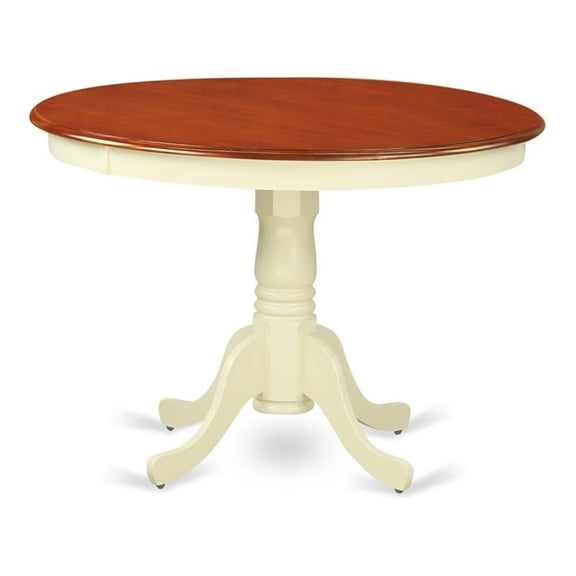 Pemberly Row Round Wood Dining Table in Cream/Cherry