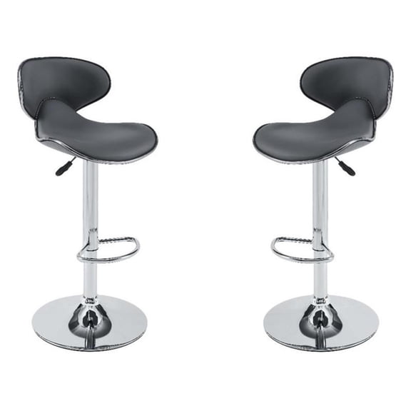 Pemberly Row Rounded Back Adjustable Metal Base BarStool in Gray - Set of 2