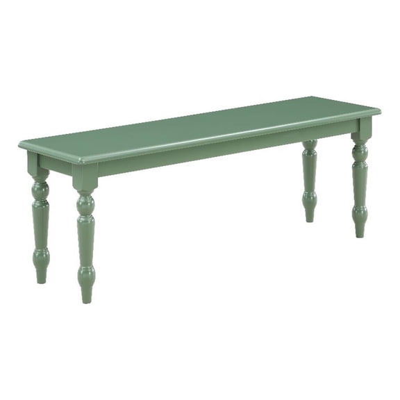 Pemberly Row Rubberwood Farmhouse Dining Bench in Equestrian Green