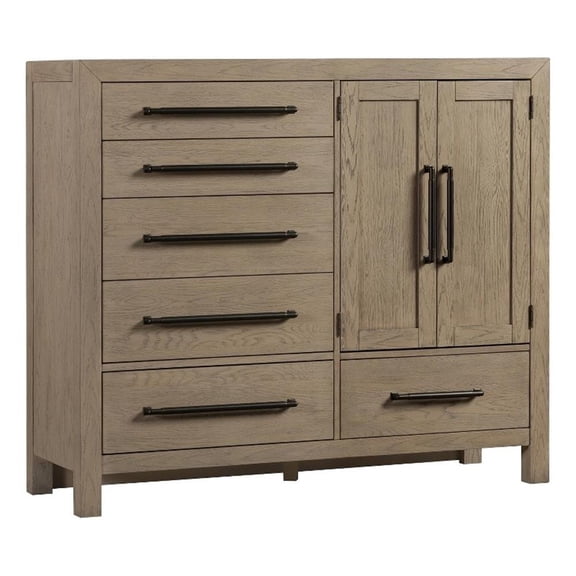 Pemberly Row Rubberwood Gentleman's Chest with Marble Top in French Oak