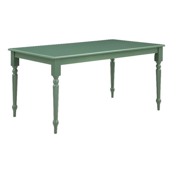 Pemberly Row Rubberwood Rectangular Dining Table in Equestrian Green