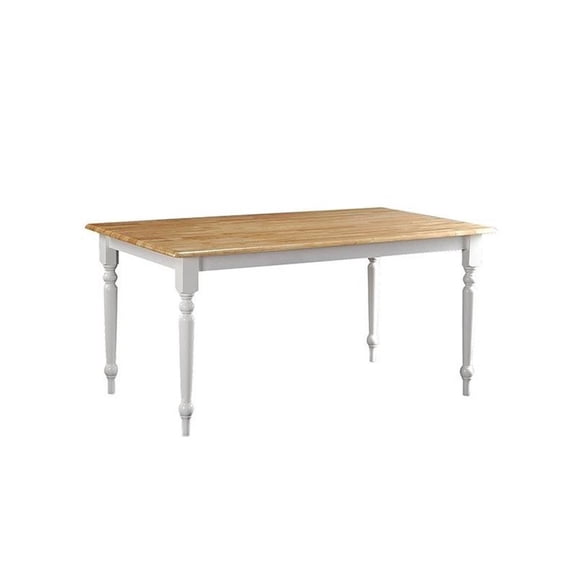 Pemberly Row Rubberwood Windsor 36 x 60" Dining Table in Cream Natural