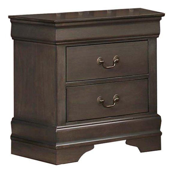 Pemberly Row Rustic 2 Drawer Nightstand with Bracket Feet in Stained Gray